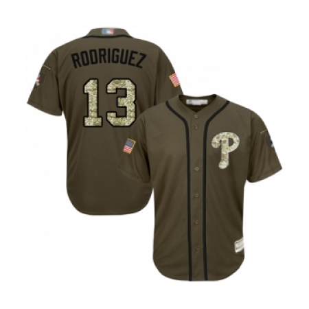 Youth Philadelphia Phillies #13 Sean Rodriguez Authentic Green Salute to Service Baseball Jersey