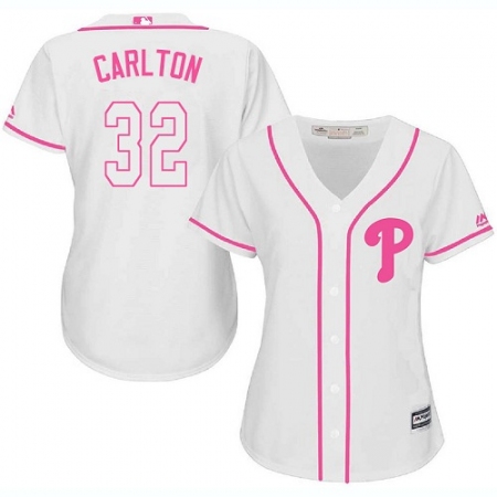 Women's Majestic Philadelphia Phillies #32 Steve Carlton Authentic White Fashion Cool Base MLB Jersey