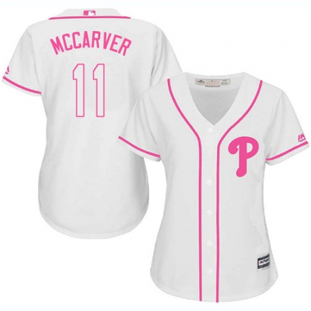 Women's Majestic Philadelphia Phillies #11 Tim McCarver Authentic White Fashion Cool Base MLB Jersey