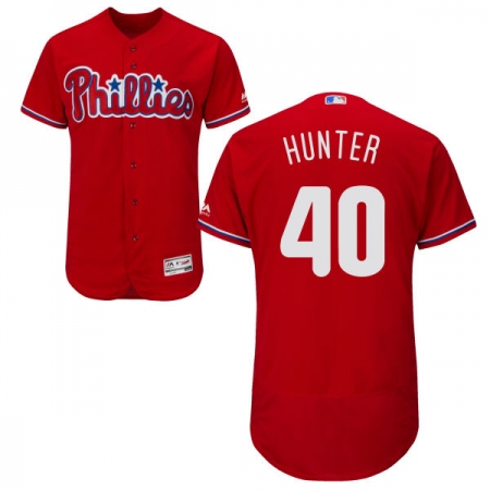 Men's Majestic Philadelphia Phillies #40 Tommy Hunter Red Alternate Flex Base Authentic Collection MLB Jersey