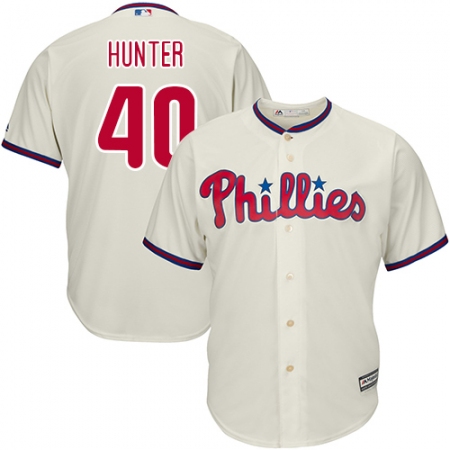 Youth Majestic Philadelphia Phillies #40 Tommy Hunter Authentic Cream Alternate Cool Base MLB Jersey