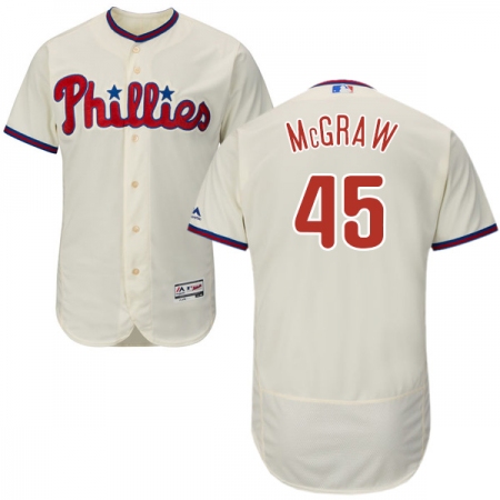 Men's Majestic Philadelphia Phillies #45 Tug McGraw Cream Alternate Flex Base Authentic Collection MLB Jersey