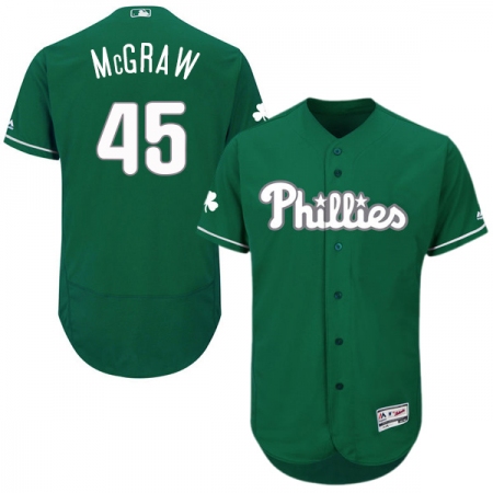 Men's Majestic Philadelphia Phillies #45 Tug McGraw Green Celtic Flexbase Authentic Collection MLB Jersey