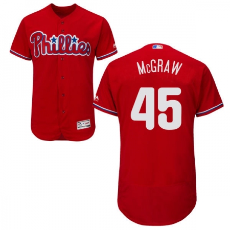 Men's Majestic Philadelphia Phillies #45 Tug McGraw Red Alternate Flex Base Authentic Collection MLB Jersey