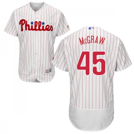 Men's Majestic Philadelphia Phillies #45 Tug McGraw White Home Flex Base Authentic Collection MLB Jersey