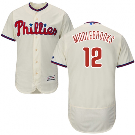 Men's Majestic Philadelphia Phillies #12 Will Middlebrooks Cream Alternate Flex Base Authentic Collection MLB Jersey
