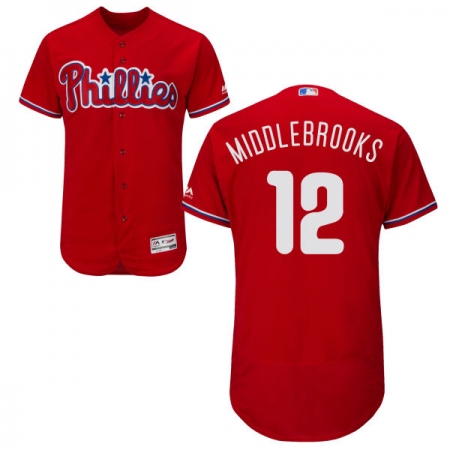 Men's Majestic Philadelphia Phillies #12 Will Middlebrooks Red Alternate Flex Base Authentic Collection MLB Jersey
