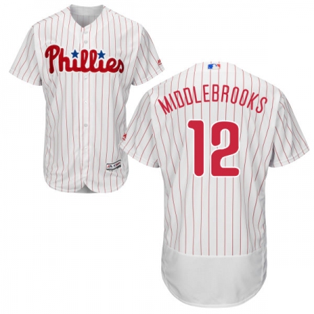 Men's Majestic Philadelphia Phillies #12 Will Middlebrooks White Home Flex Base Authentic Collection MLB Jersey