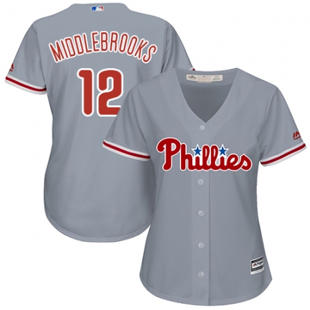 Women's Majestic Philadelphia Phillies #12 Will Middlebrooks Authentic Grey Road Cool Base MLB Jersey