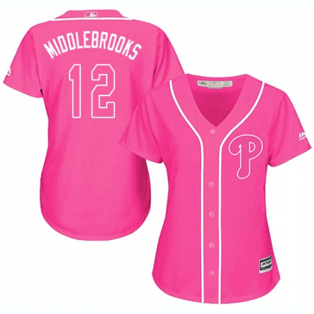 Women's Majestic Philadelphia Phillies #12 Will Middlebrooks Authentic Pink Fashion Cool Base MLB Jersey