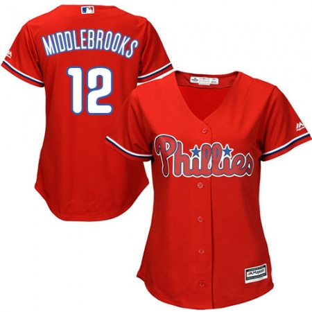 Women's Majestic Philadelphia Phillies #12 Will Middlebrooks Replica Red Alternate Cool Base MLB Jersey
