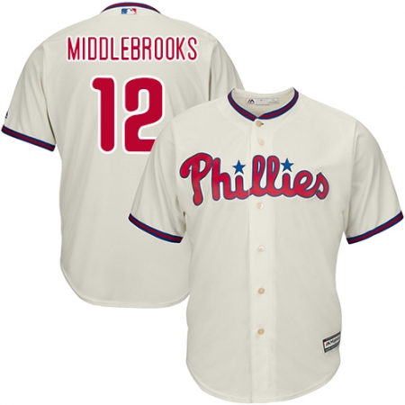 Youth Majestic Philadelphia Phillies #12 Will Middlebrooks Authentic Cream Alternate Cool Base MLB Jersey