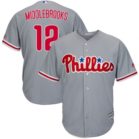 Youth Majestic Philadelphia Phillies #12 Will Middlebrooks Replica Grey Road Cool Base MLB Jersey
