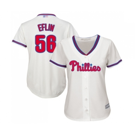Women's Philadelphia Phillies #56 Zach Eflin Replica Cream Alternate Cool Base Baseball Jersey